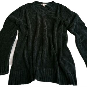 White Stag Women's Solid Black Super Soft V Neck Sweater in Sx Med 100% Acrylic